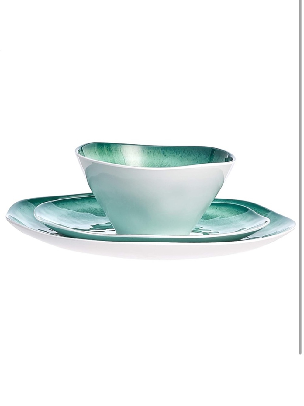 Teal Glaze 12-Piece Melamine Dinnerware Set - Picture 4 of 7